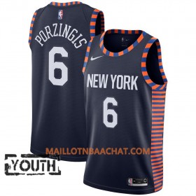 Maillot NBA New York Knicks Kristaps Porzingis 6 2018-19 Nike City Edition Navy Swingman - Enfant